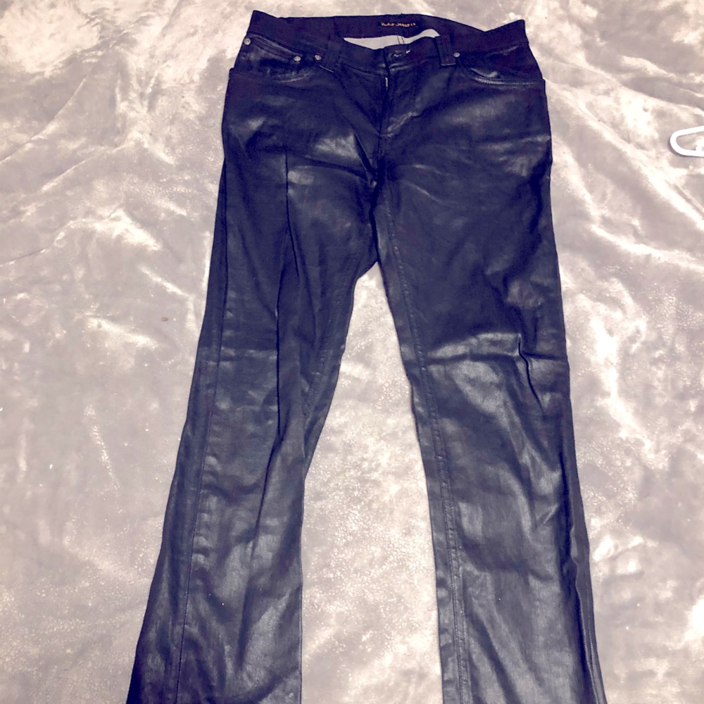NUDIE JEANS WAXED BLACK THINN FINN Size: W:32 L:34